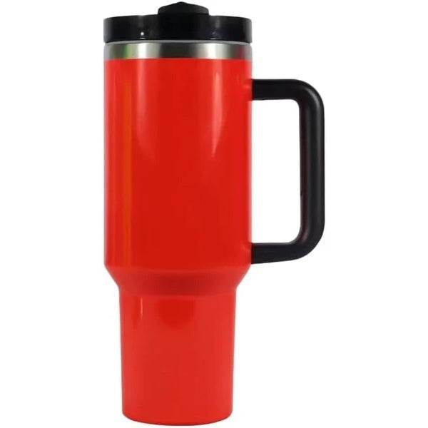 40oz Tumbler With Lid, Starw And Handle, Stainless Steel Vacuum Insulated Water Bottle Travel Mug For Iced Coffee, Hot And Cold Tea - RizzKings.store