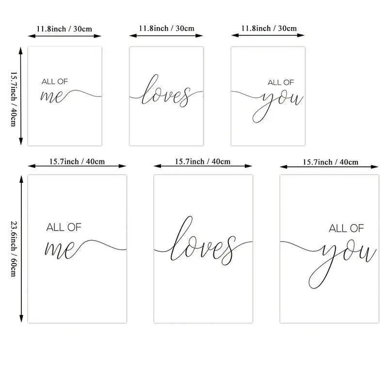 3pcs All Of Me Loves All Of You Canvas Wall Art Set - RizzKings.store